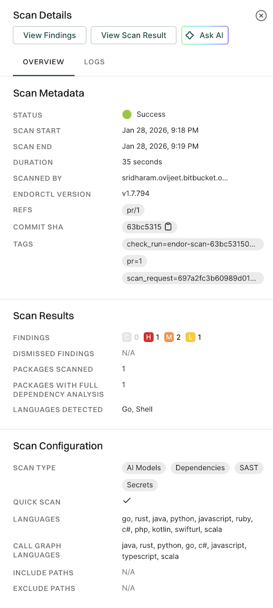 View PR scan findings