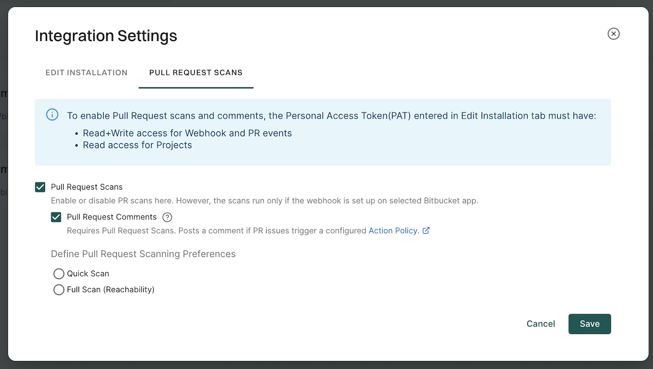 Edit Bitbucket Cloud PR settings