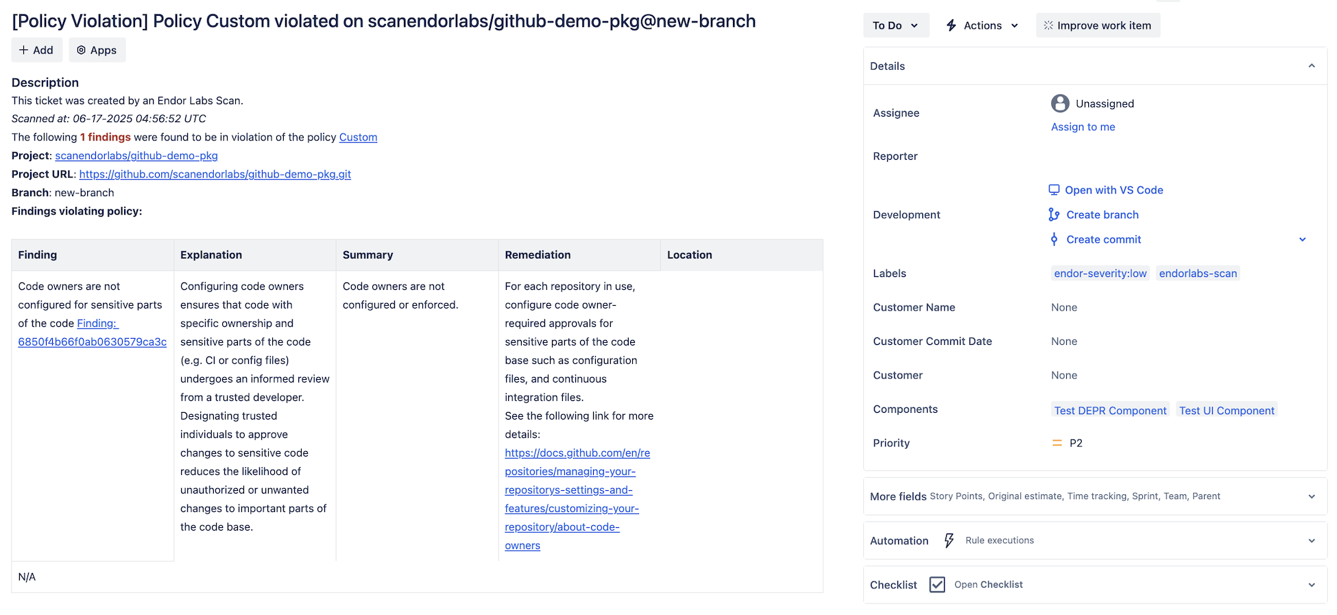 Company managed project components