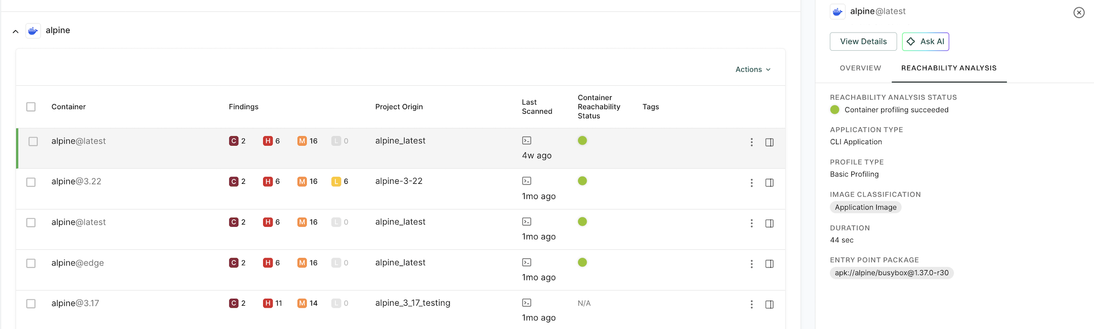 Container reachability successful