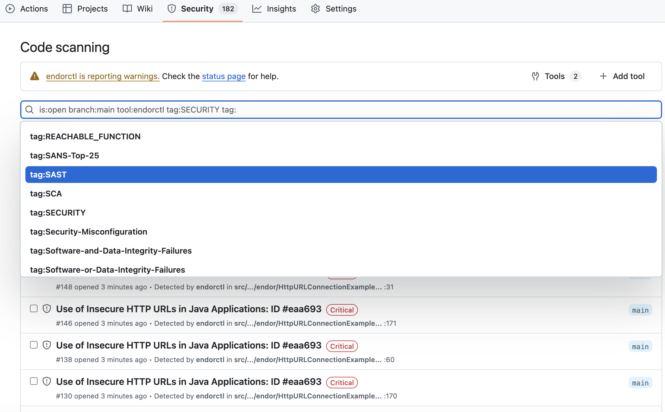Filter by tags in GitHub