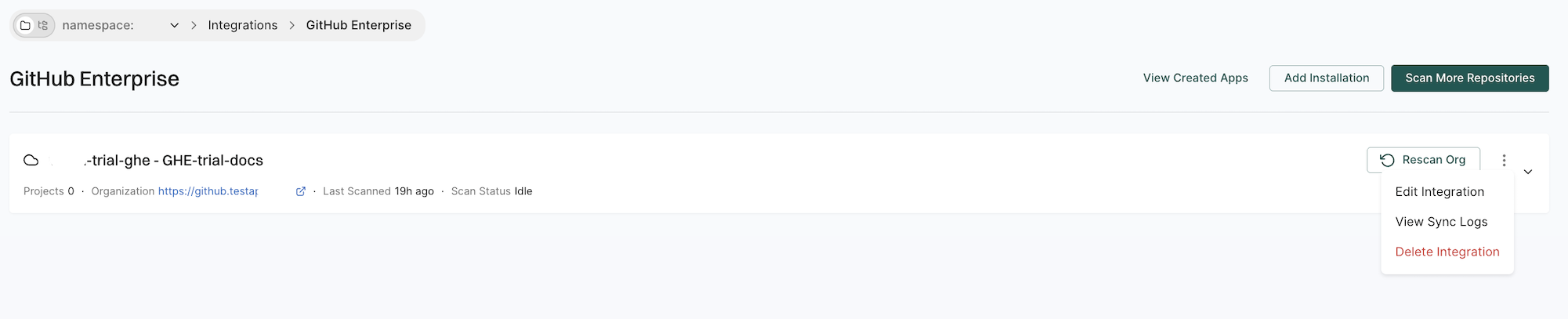 Manage GitHub Enterprise App