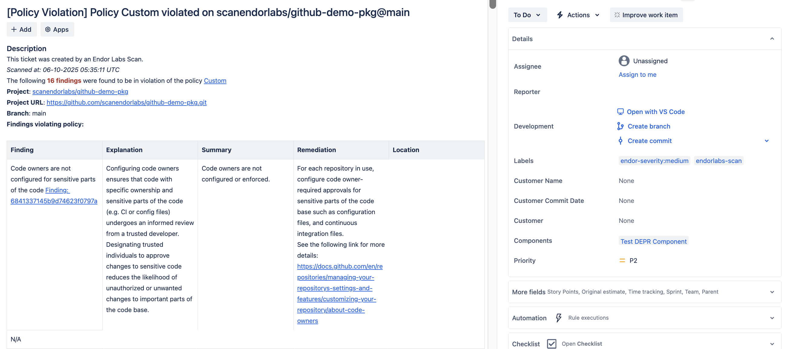 Team managed project components